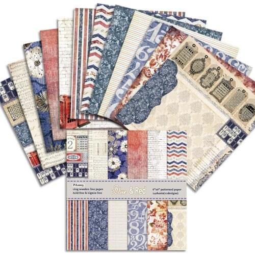 12sheets Vintage Blue & Red scrapbook paper origami paper DIY Card Making Handmade Home deco gift Background arts and crafts