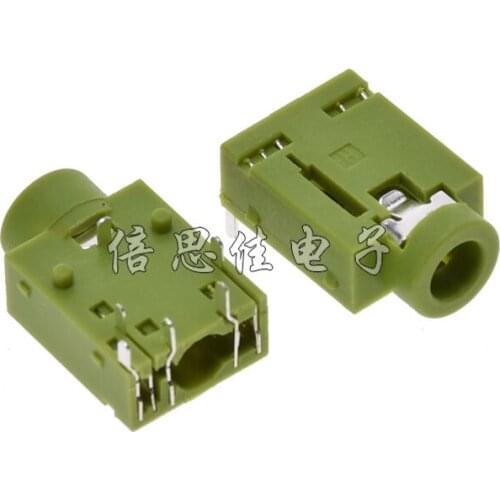 20pcs/JACK 3.5 Earphone socket Dual track Audio socket Normally closed PJ-343 PJ343 Green/Pink