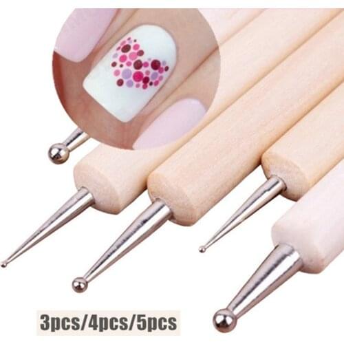 3PCS/4PCS/5Pcs 2 Way Wooden Dotting Pen Marbleizing Tool Nail Art Dot Dotting Tools