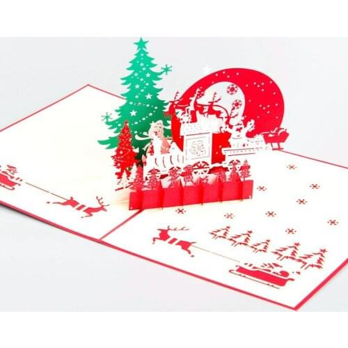 3D Laser Cut Handmade Carving Happy Christmas Eve Paper Invitation Greeting Cards PostCard Christmas Adult Kids Creative Gift