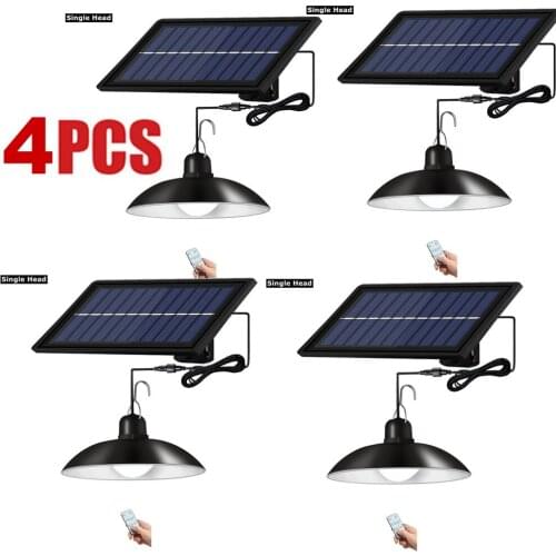 4pcs Retro Lampshade Solar Pendant Chandelier solar led bulb lamp Street light Outdoor Security Garden Night Decoration remote