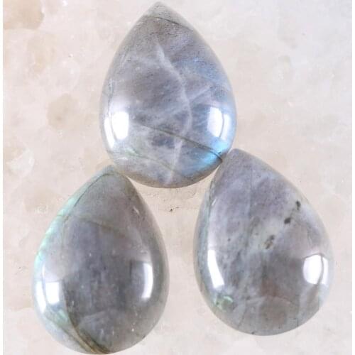 5Pcs Cabochon CAB Natural Stone No Drilled Hole Water Drop Bead for Men Women DIY Jewelry Making Necklace Gray Labradorite Bead