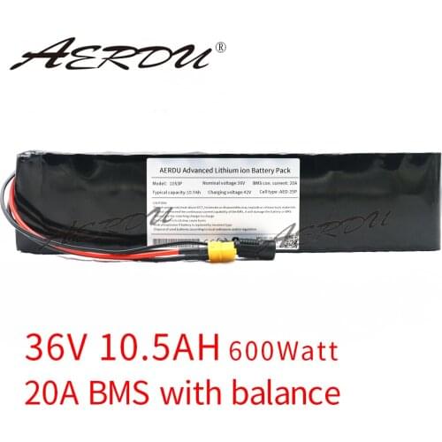 AERDU 36V 10S3P 10.5Ah high power capacity 42V 18650 lithium battery pack for ebike electric car bicycle scooter belt 20A BMS
