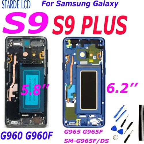 Amoled LCD For Samsung Galaxy S9 G960 G960F Display S9 Plus G965 G965F SM-G965F/DS Lcd Display Touch Screen Digitize Assembly