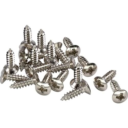 Musiclily Basic 2.5x10mm Metal Metric Thread Guitar Truss Rod Cover Mounting Screws for Epiphone Les Paul, Nickel (Set of 20)