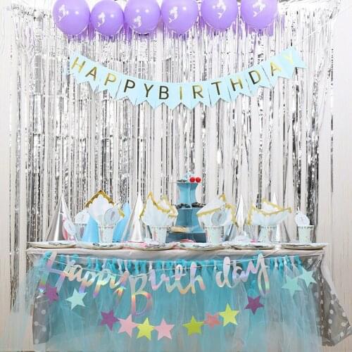 Childrens Birthday Party Set Mermaid Tail Happy Birthday Hat Hot Silver Mermaid Baby Theme Party Supplies Tableware
