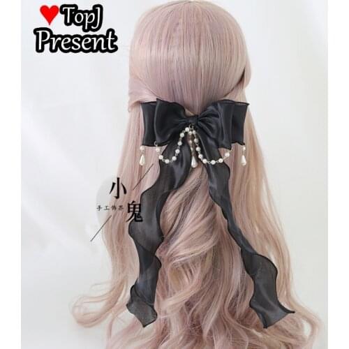 Lolita Japanese elegant hairpin Lolita lace Butterfly Hair Band white flowers and black Lolita cosplay accessory