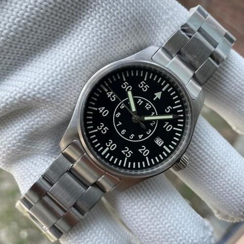 STEELDIVE 1940T Mens Pilot Watch 40mm Type B Automatic Watch Sapphire Crystal 200m Waterproof Mechanical Wristwatches