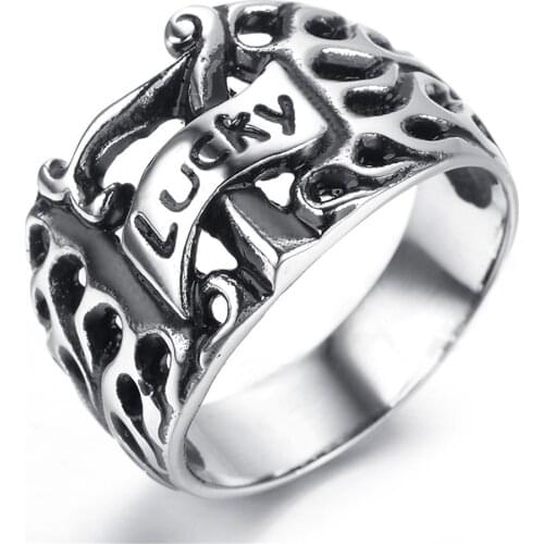 Mens Silver color Lucky Seven 7 Stainless Steel Casino Slot Gambling Ring