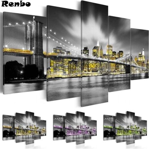 5 Pieces diy diamond painting City Night Scene,Full,Diamond Embroidery,Handmade,3d picture,image,Stitch Cross,Diamond Mosaic kit
