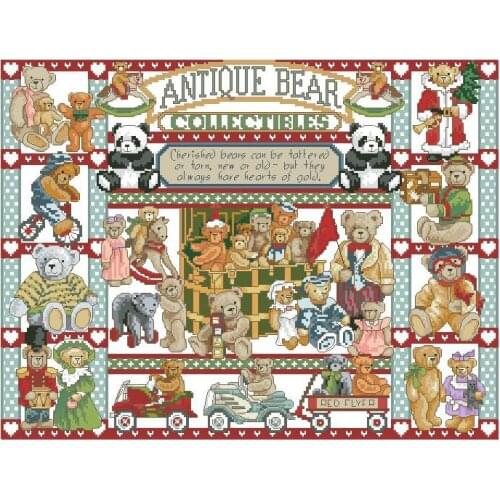 11/14/16/18/22/25/28CT choose color Lovely Counted Cross Stitch Kit Antique Bear Collectables Collection dim 3756 Bears