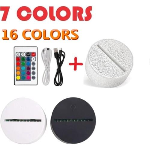 ABS Acrylic 3D LED Lamp Base set Night Light Stand Black Power Adapter USB Cable+Remote Control birthday Gift wholesale new year