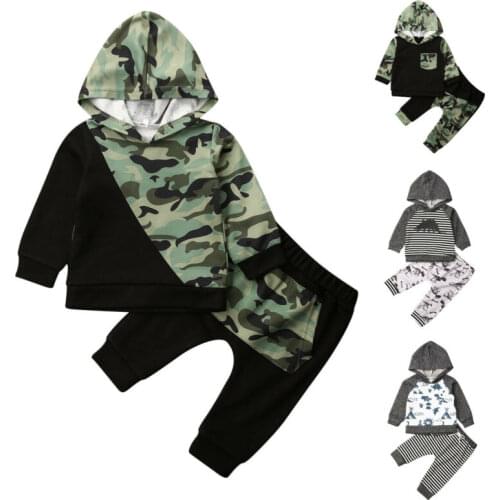 Toddler Boy Clothes 2019 Casual Infant Baby Boy Thicken Outfits Camo Long Sleeve Tops Pants 2pcs Clothes 0-4Y