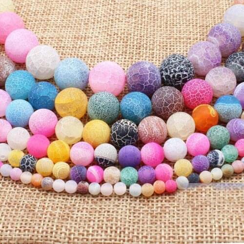 Wholesale Multi-Color Frost Crackle Agates Round Beads 15",For DIYJewelry making!We provide mixed wholesale for all items