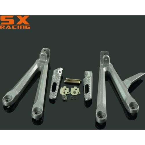 Motorcycle Silver Black Street Bike Rear Foot Pegs Pedal Footrest For HONDA CBR600RR CBR 600RR 2005 2006 2005-2006 Motorbike
