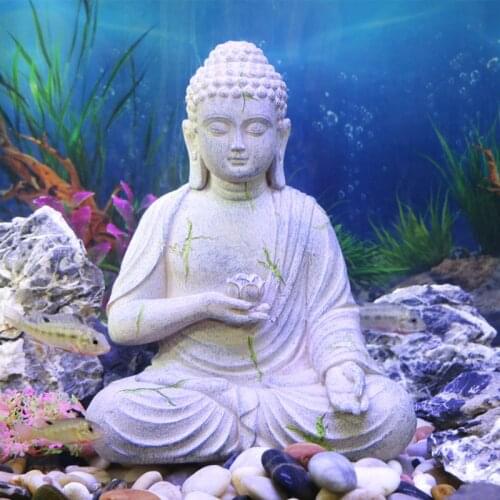 Resin Buddha Decoration Aquarium Fish Tank Sitting Buddha Statue Aquarium Stone Rock For Fish Reptile Home Outdoor Garden Decor