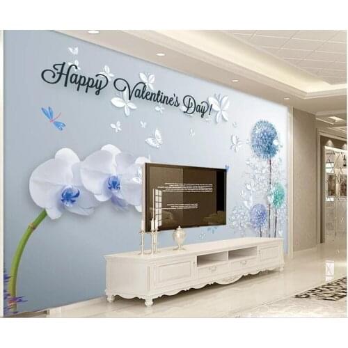 Custom mural 3d photo wallpaper Water phalaenopsis dandelion tv background wall home decor living room wallpaper for walls 3 d