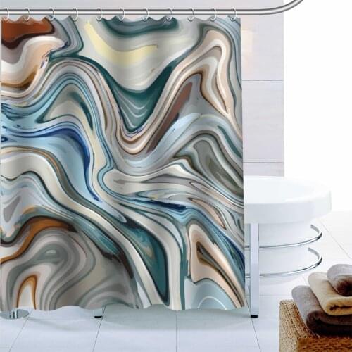 Simple European Marble Pattern Shower Curtain 12 Hook Polyester Fabric 3D Print Bathroom Curtain Waterproof Bath Curtain Decor