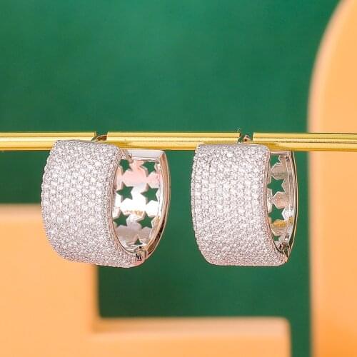 Janeklly trendy Geometric aretes Aros Hoop Earrings For Women Accessories Cubic Zirconia Earrings Jewelry pendientes mujer moda