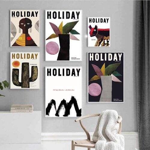 Vintage Magazine Cover Poster Holiday California Cactus Travel Mid-Century Print Wall Art Picture Canvas Painting Decoration