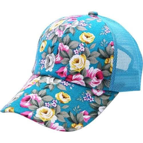 Outdoor Female Women Summer Floral Hat Hiking Cap Mesh Cool Sun Cap Sports Sun Hat Cap 6 Colors