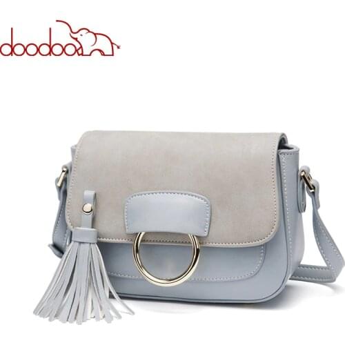DOODOO Women Shoulder Bag Ladies Messenger Bag Female Small Handbag Artificial Leather Small Saddle 2018 New Crossbody Bag Purse