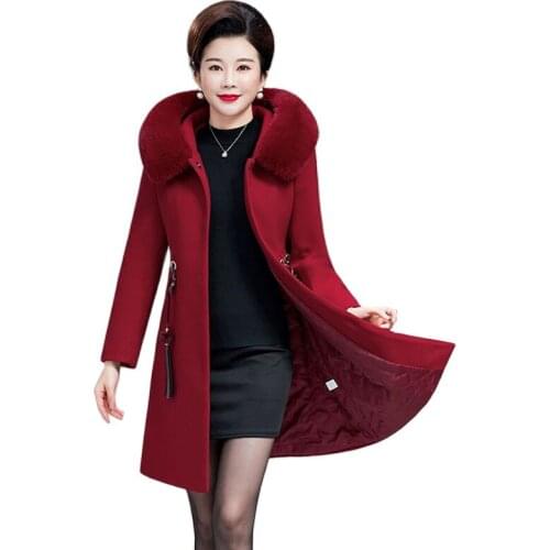 2021 Winter Jacket Women Woolen Coat New High Quality Thick Warm Middle-aged Outerwear Women Basic Coats Female Wool Coats Tops