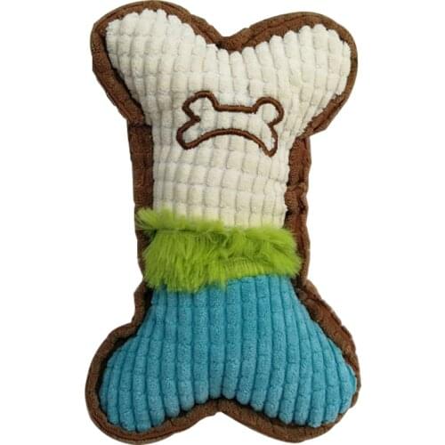 Dog Chew Toy Multicolor Bite Resistant Bone Shape Puppy Toy Plush Cat Teeth Cleaning Toy Kitten Squeaky Toy Pet Dog Accessories