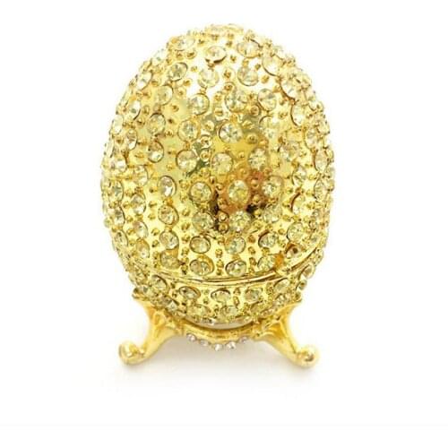 Handmade Easter Eggs Gold Metal Crafts Box Trinket Box Home Decoration Ornaments Easter Christmas Birthday Gift festival Decor