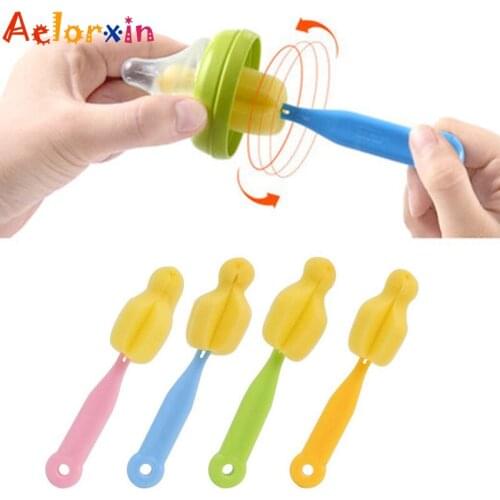 4Pcs/Lot Bottle Brushes Sponge Cleaning Brush Tools Brush Random Color Baby Bottle Brushes Cleaner Baby Bottles Cleaning