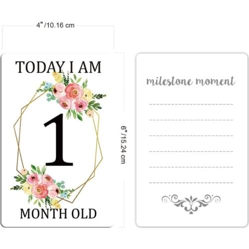 45BF 12 Pcs Baby Milestone Photo Sharing Cards 12 Unisex Landmark Moment Photo Cards Newborn Key Age Markers– Perfect Baby Gift