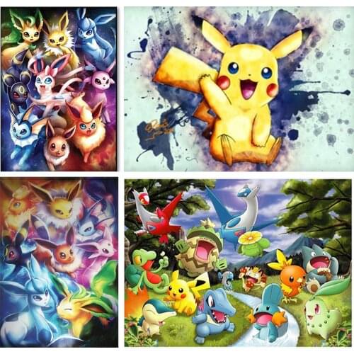 5D DIY Cartoon Pokemon Diamond Painting Cross Stitch Full Round/Square Diamond Embroidery Mosaic Pictures Decor Gift