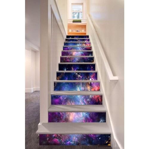 6pcs/set 18cm x 100cm Colored Fantasy Stars Sky Pattern Style Stair Sticker Wallpaper LTT019