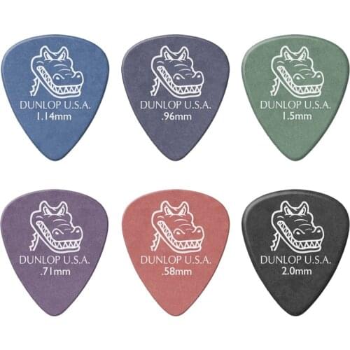 6PCS Guitar Picks Dunlop Gator Grip Plectrum Mediator Vintage Guitar Parts Accessories Guitar Picks 0.58/0.71/0.96/1.14/1.50/2mm