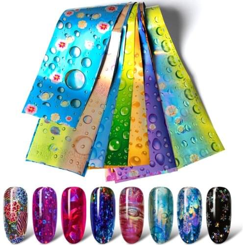 8 Colors Holographic Nail Foils Nail Transfer Sticker Rose Gold Champagne Nail Stickers 4*20cm Nail Art Design