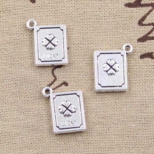 8pcs Charms Lucky Clover Book 15x13x3mm Antique Silver Color Pendants Making DIY Handmade Tibetan Finding Jewelry