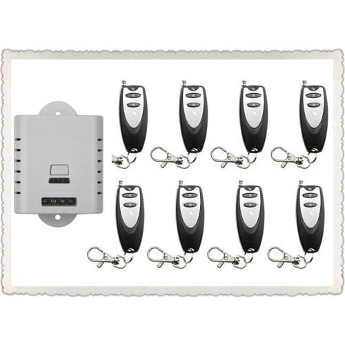 AC85V 110V 120V 220V 250V 1CH Remote Control Garage Door RF Wireless Remote Control Switch System 8X Transmitter + 1 X Receiver