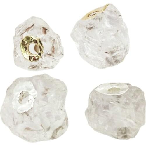 Big hole Clear Quartz Raw Gemstone Beads Nuggets Stone Raw Crystal Rough Chunks Perfect Wire Wrapping Pendants Jewelry Making