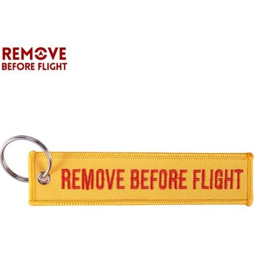 Motorcycle Car Key Chains Remove Before Flight Orange Embroidery Keychain Key Ring Luggage Safety Tag Key Fob for Aviation Gift