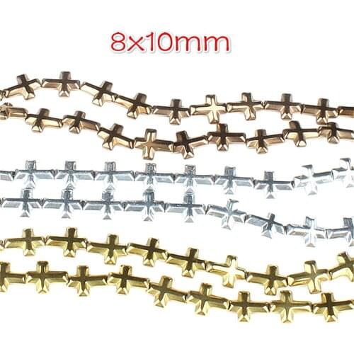 Natural Stone Hematite Beads 8x10mm Plating Colorful Cross Shape Jewelry Making DIY Necklace Bracelet Earring Accessories 16Inch
