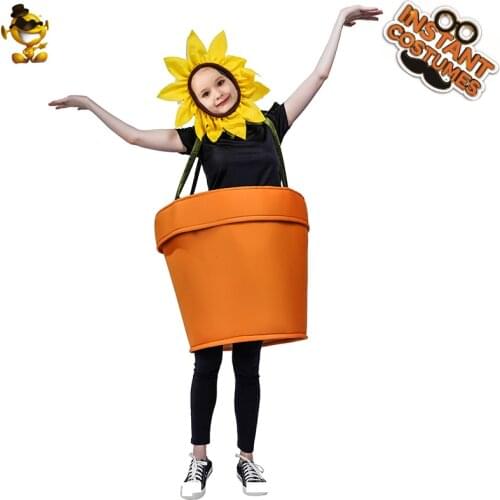 Flower Costume Adult Cosplay Sunflower Pot Hoodie Dress Role Play Flower Girl with Headpiece for Men Halloween Costume