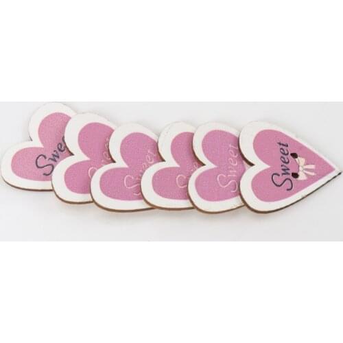 Pink Heart Pattern Diy Wooden Buttons Botones Handmade Accessories Decoration Sewing Scrapbooking Crafts Mix 28x30mm 20pcs MZ66