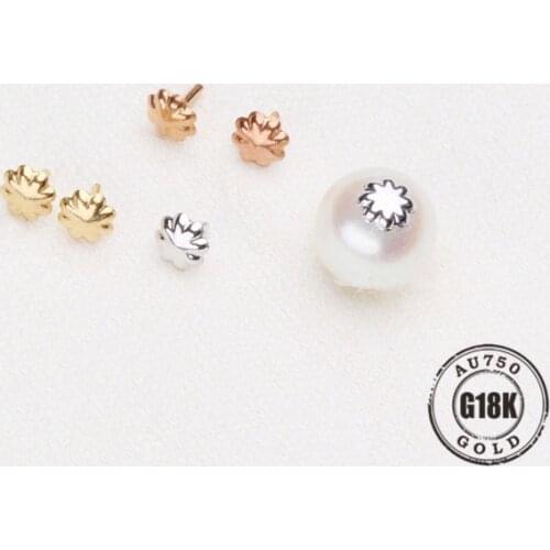 DIY Bead Caps G18K Yellow Gold Pearl Lotus bottom T needle Components/Jewelry Findings/pendant ring sealing T needle