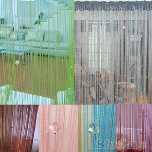 NEWString Door Curtain Fly Screen Divider Room Window Decor DIY Blind Tassel Drape+40pcs beads C1HQ
