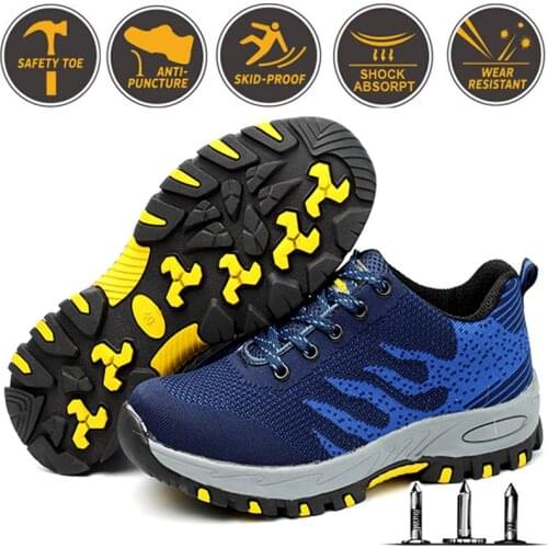 Steel Toe Cap Shoes Fashion Work Safety Shoes Outdoor Sneakers Construction Safety Shoes Women Work Shoes Hard-wearing Insole