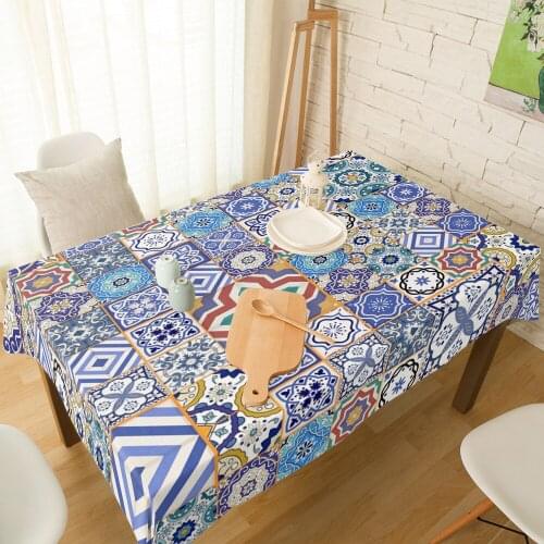 Moroccan Tiles Colorful Arabesque Tablecloth Rectangular Wedding Dining Table Cover Chair Covers Tea Table Cloth Kitchen Decor