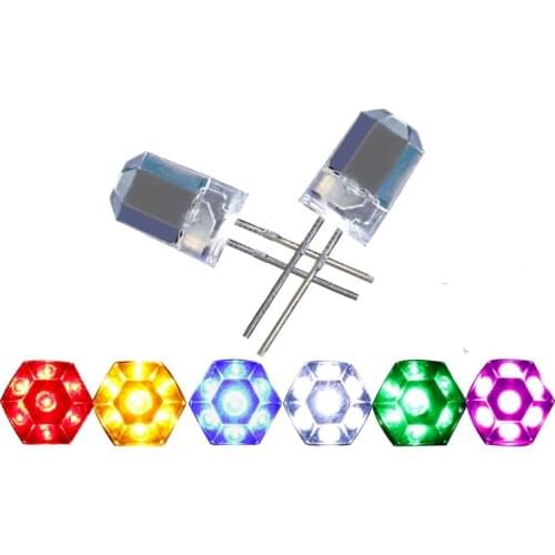 MIX 6colors ODM Through Hole Water Clear 6 square shape 8mm led diode light beads for decoration stage lighting etc