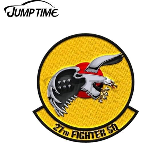 Jump Time 13 x 12cm For 27th Fighter Squadron 27FS Personality Car Stickers Decal DIY Occlusion Scratch Waterproof Decoration