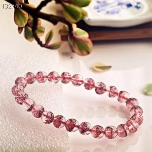 Genuine Natural Lepidocrocite Quartz Red Super Seven 7 Bracelet 7.5mm Clear Round Beads Stretch Crystal Fashion Stone AAAAA