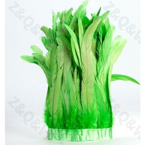 Natural 8-14inch cock tail dyed with fruit green to make 2meters cloth edge DIY Latin shopping festival costume skirt decoration